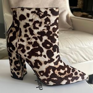 Charles David Snow Leopard Printed Haircalf Boots